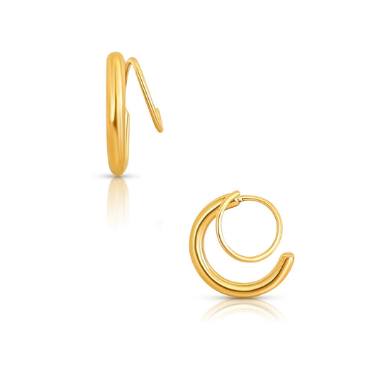 gold spiral earring that twists on for function and closure