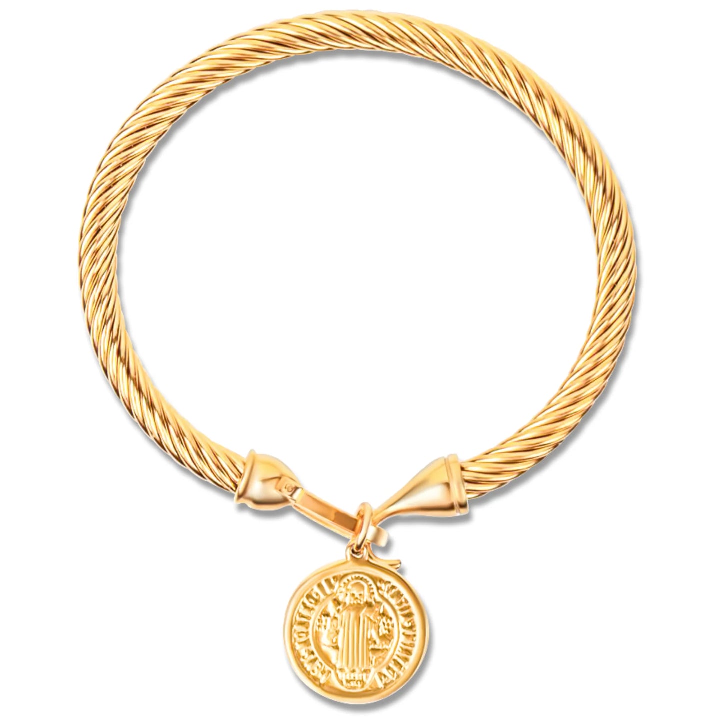 thick snake chain bracelet with coin pendant