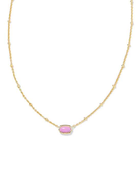 Gold necklace with mini pink stone