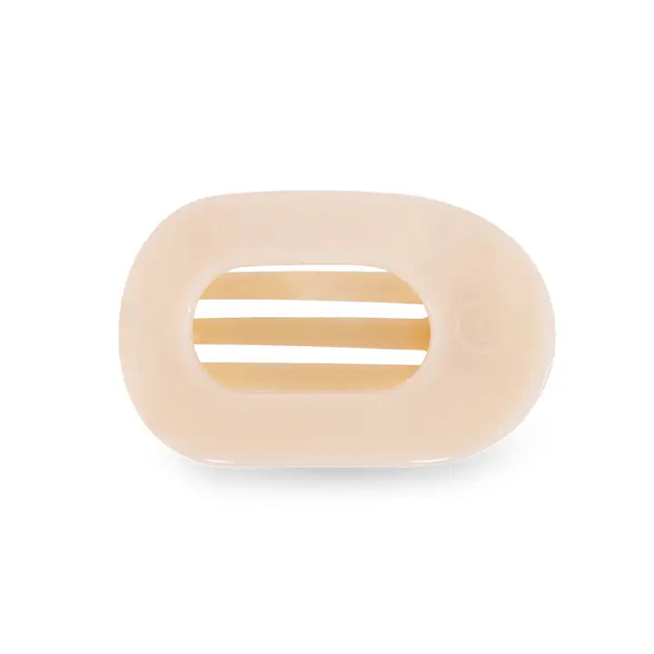 small flat round hair clip in almond beige color 