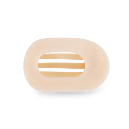 small flat round hair clip in almond beige color