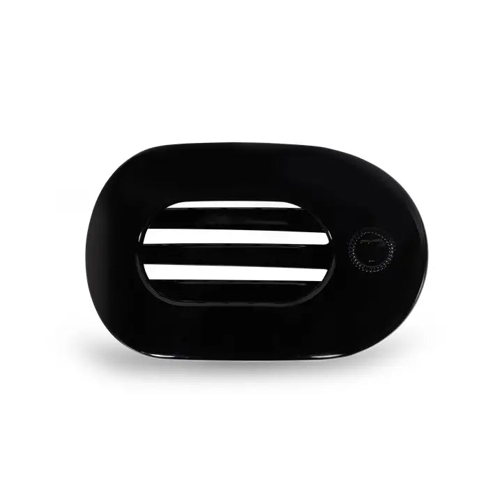 small flat round hair clip in black color