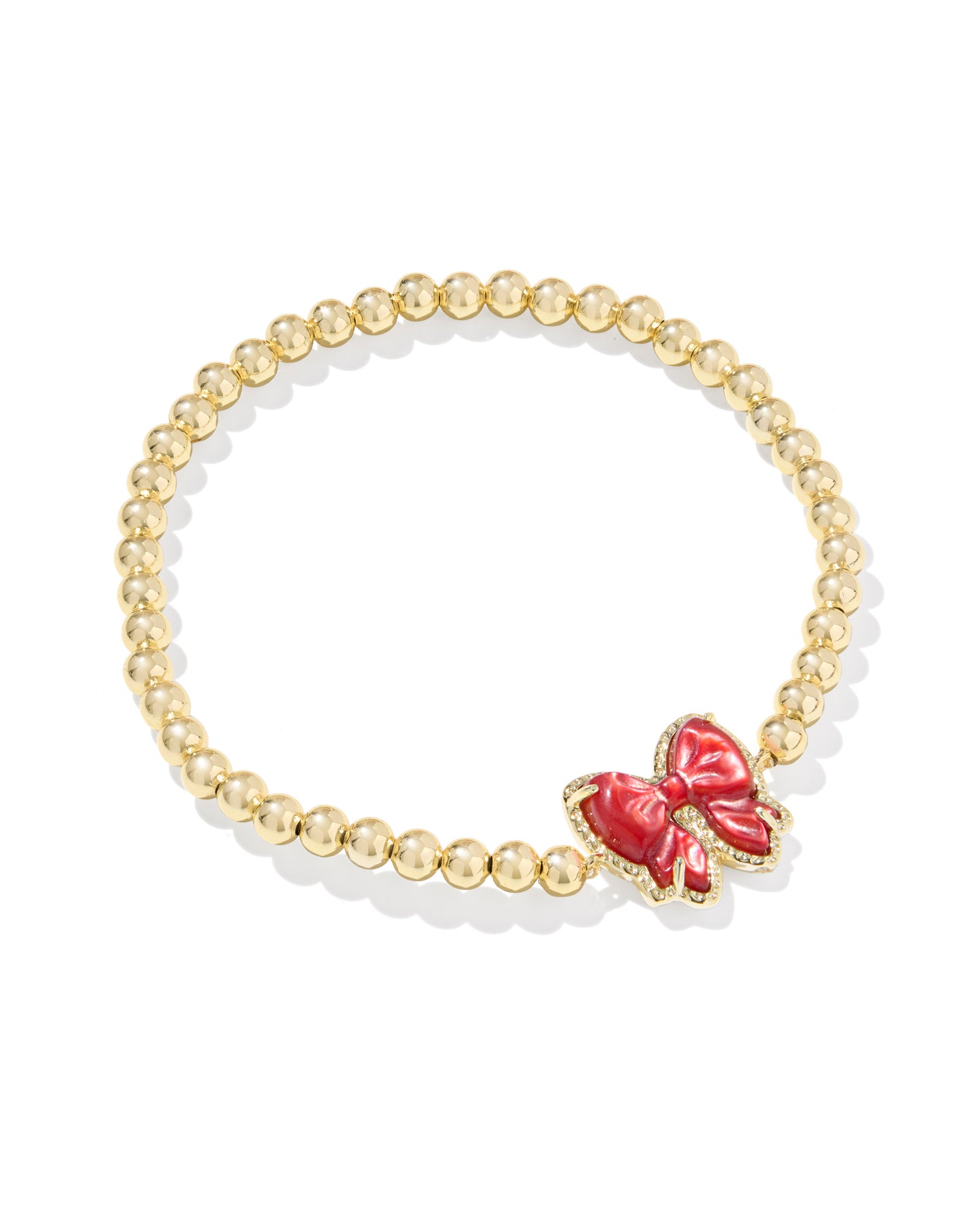 Gold red bow stretch bracelet