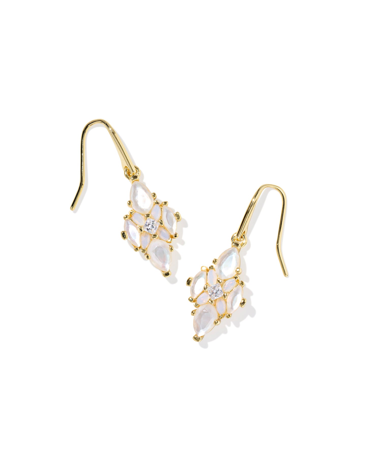 Gold Crystal Drop Earrings in a mosaic-inspired crystal design