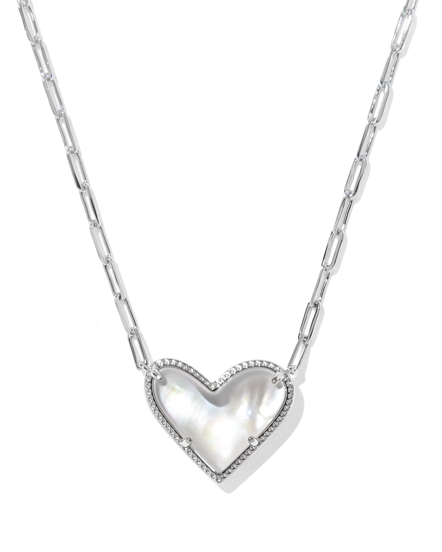 Silver heart-shaped pendant necklace