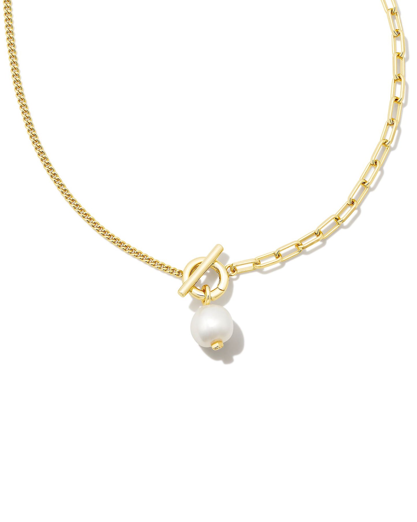 Kendra Scott Leighton Gold Pearl Chain Necklace