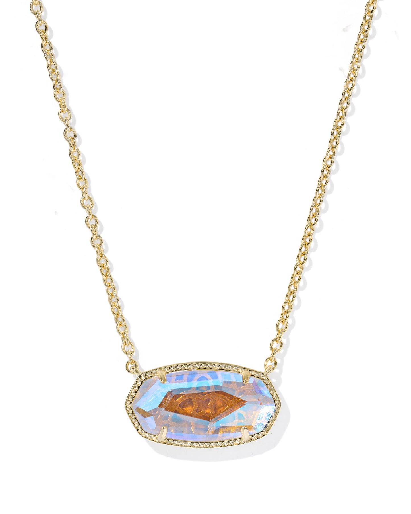 Elisa Statement Gold Short Pendant Necklace in gold dichroic glass