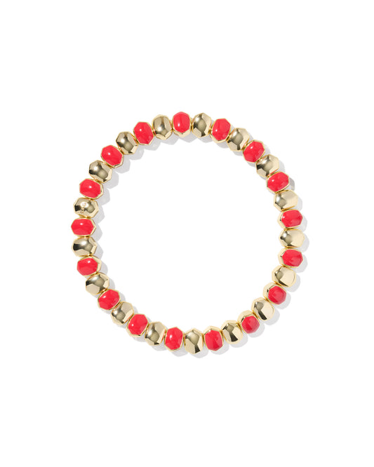 Daphne Enamel Gold Stretch Bracelet. This versatile stretch bracelet features a dainty take on our Daphne shape, with links alternating between high-shine metal and hand-painted enamel. Red