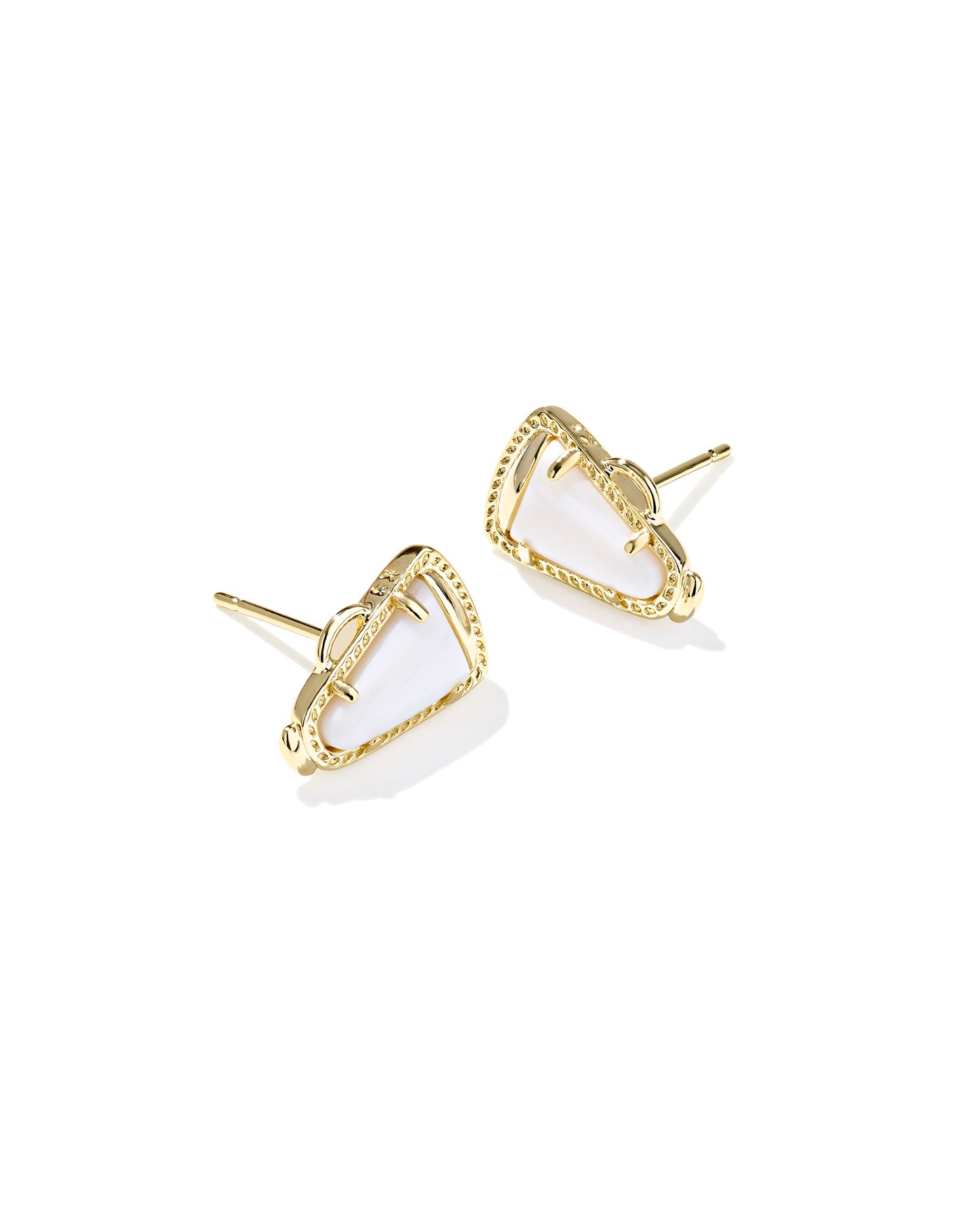 Cheer Gold Stud Earrings Featuring a megaphone shape and signature KS hoofprint detailing
