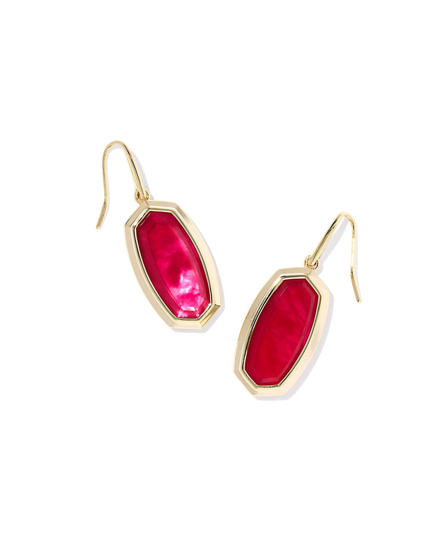 Our signature oval shape with a sleek bezel frame—what’s not to love? Perfectly scaled in a size that’s not too big and not too small, the Dani Bezel Red and Gold Drop Earrings are designed to stun with a high-shine bezel frame that showcases the shades of the season.
Dimensions- 1.61"L X 0.58"W
Metal-14k Yellow Gold Over Brass
Closure- Earwire