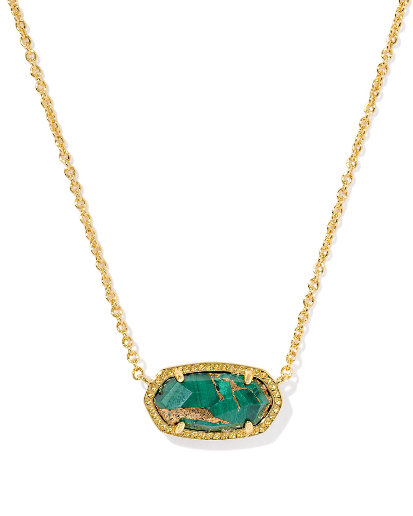 Kendra Scott Elisa Necklace Gold Bronze Green Malachite