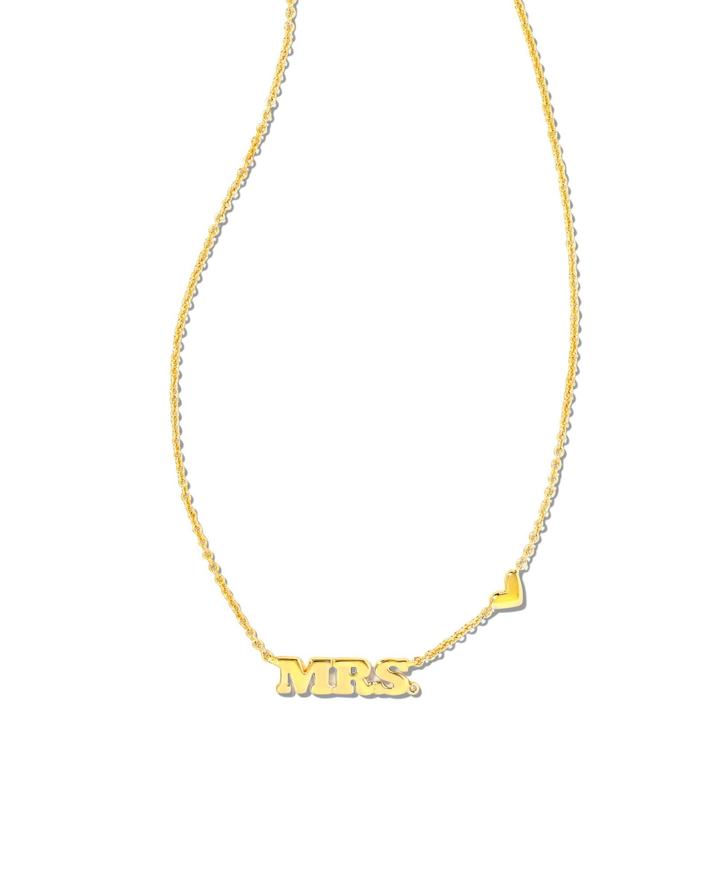 Gold Chain with "MRS." and heart on the chain.