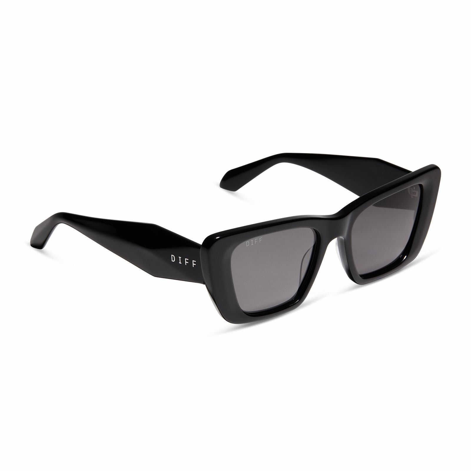 Diff Eyewear Charge Matte Black + Grey Flash Polarized Sunglasses Diff Eyewear - Hailey Sunglasses - Matte Black main image 2
