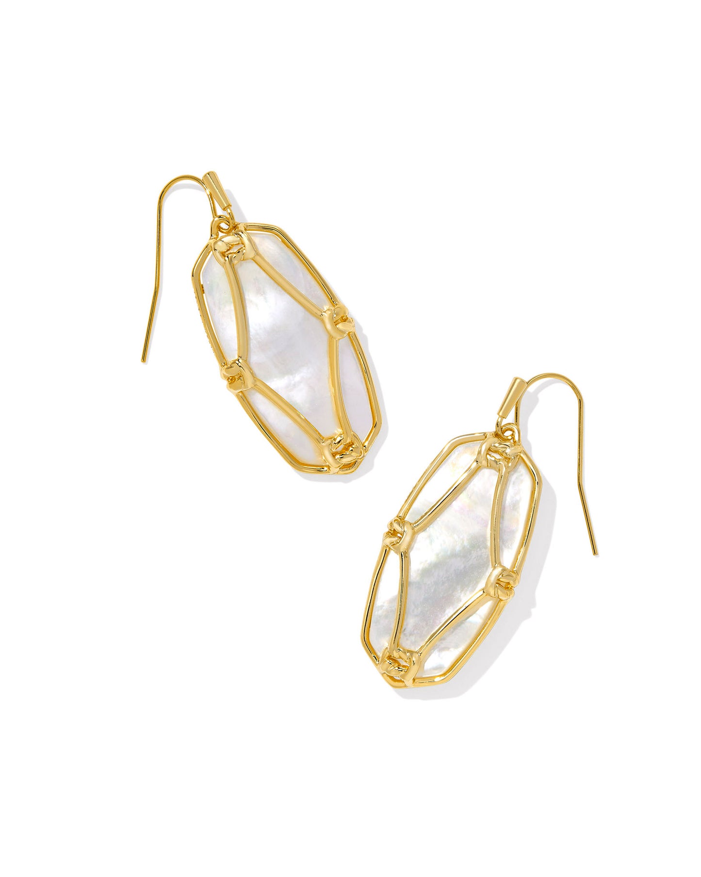 Kendra Scott Lattice Frame Drop Earrings, Gold Ivory Mother Of Pearl, Dimensions: 1.7"L X 0.72 "W