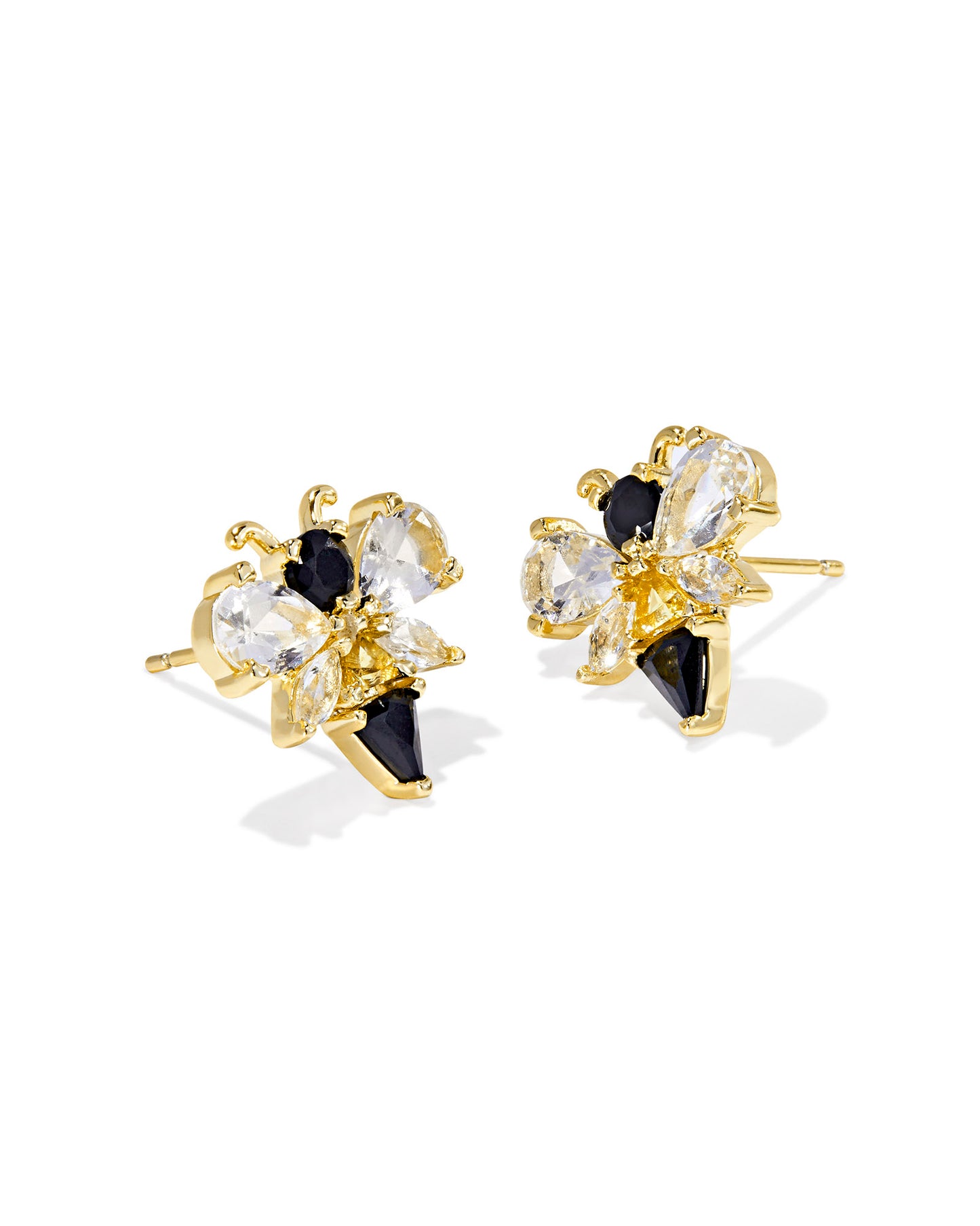 Kendra Scott Bee Stud Earrings, Gold Black-Yellow Mix, Dimensions: 0.53"L X 0.52"W