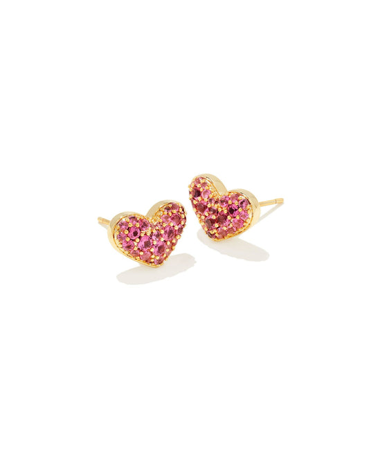 Ari Pave Crystal Heart Earrings