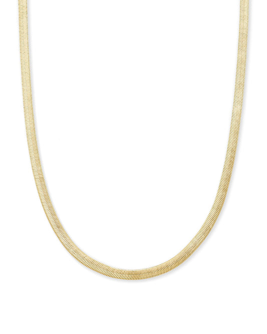 Gold herringbone chain necklace