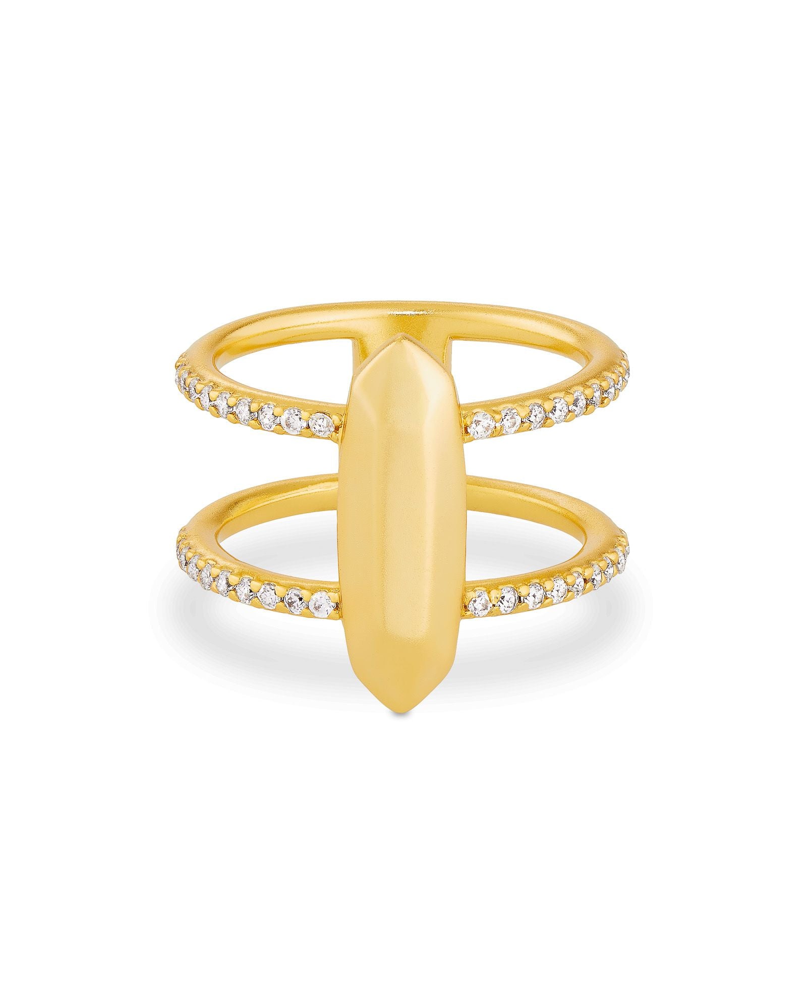 Cailin Gold Crystal Band Ring in White Crystal