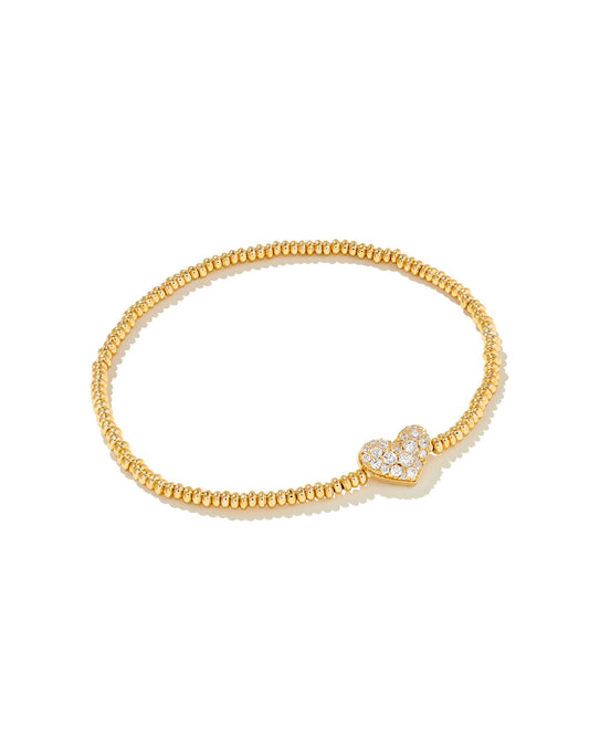 Kendra Scott Ari Pavé Heart Stretch Bracelet in White Crystal