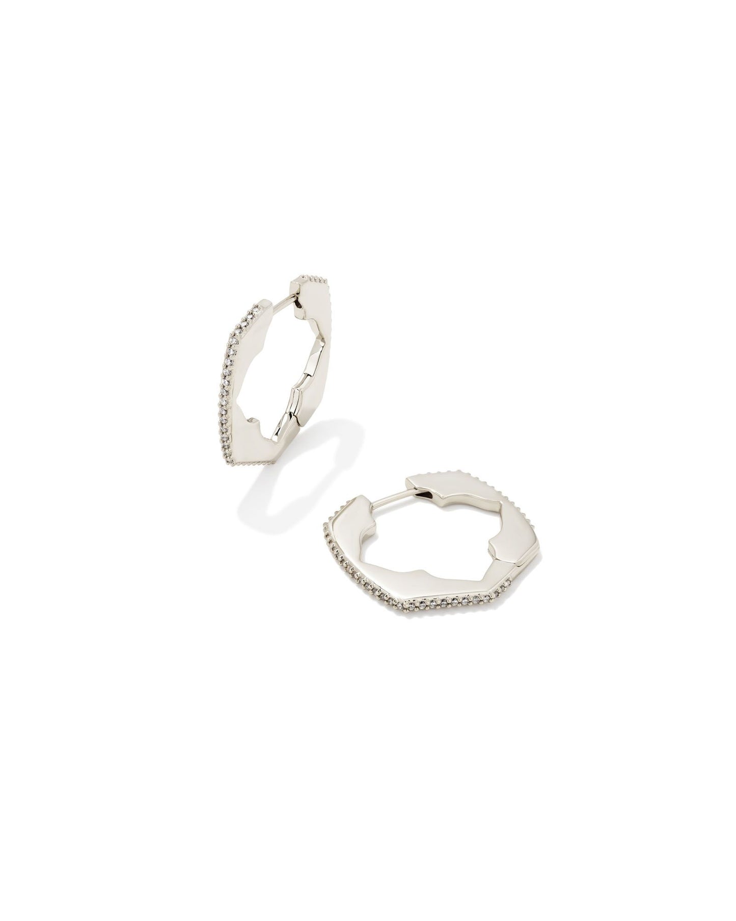 Mallory Huggie Earrings in White Crystal