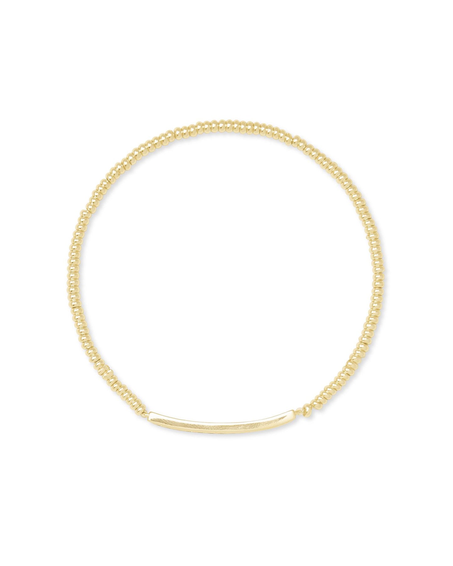 Gold beaded bracelet with crystal bar in the center of the bracelet