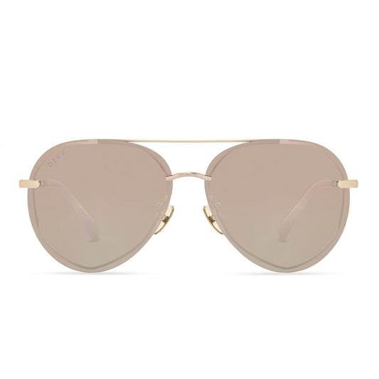 Lenox Brushed Gold Cherry Blossom Mirror Sunglasses