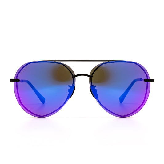 Lenox Matte Black + Purple Mirror Sunglasses