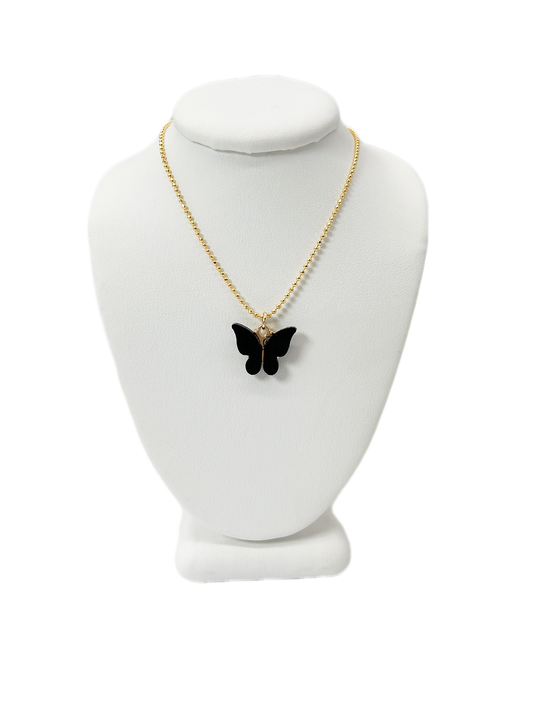 Butterfly Baby Necklace Black/ Gold