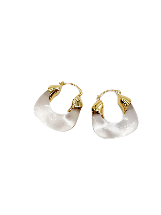 Chunky Crystal Clear/ Gold Hoop Earrings