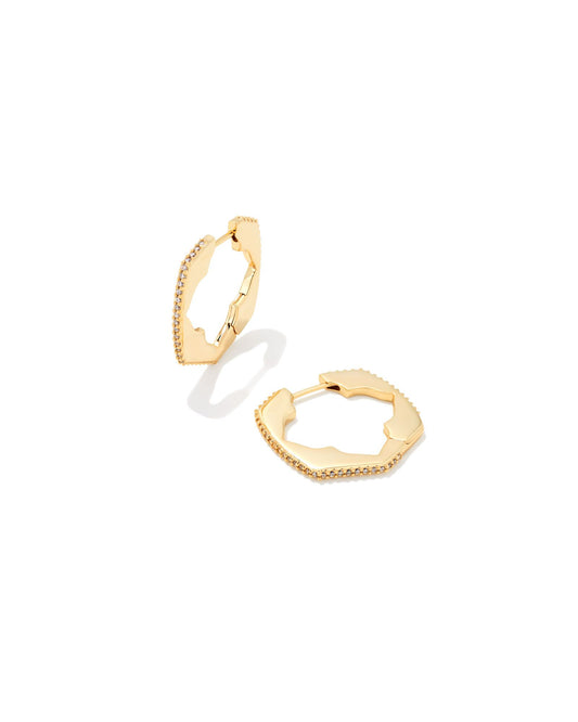 Mallory Huggie Earrings in White Crystal