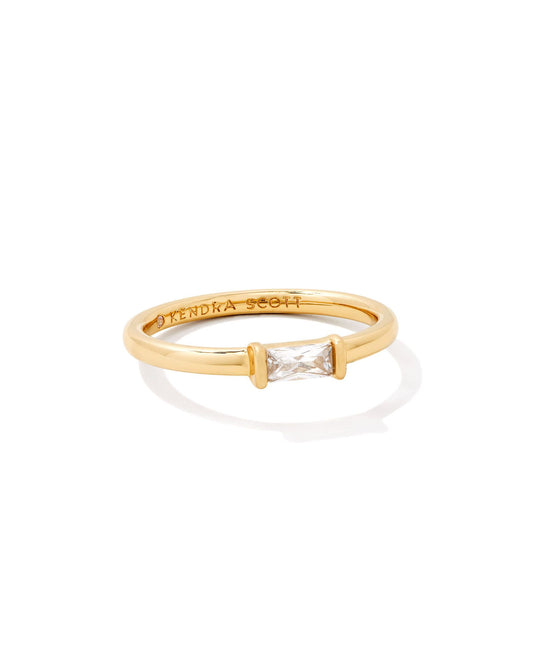 Juliette Band Ring Gold White Crystal