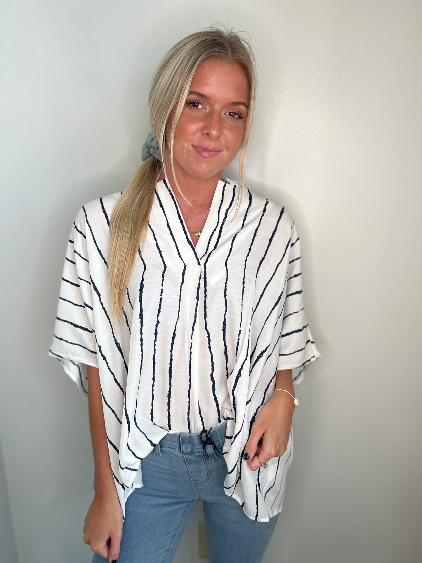 Valerie V-Neck Striped Blouse