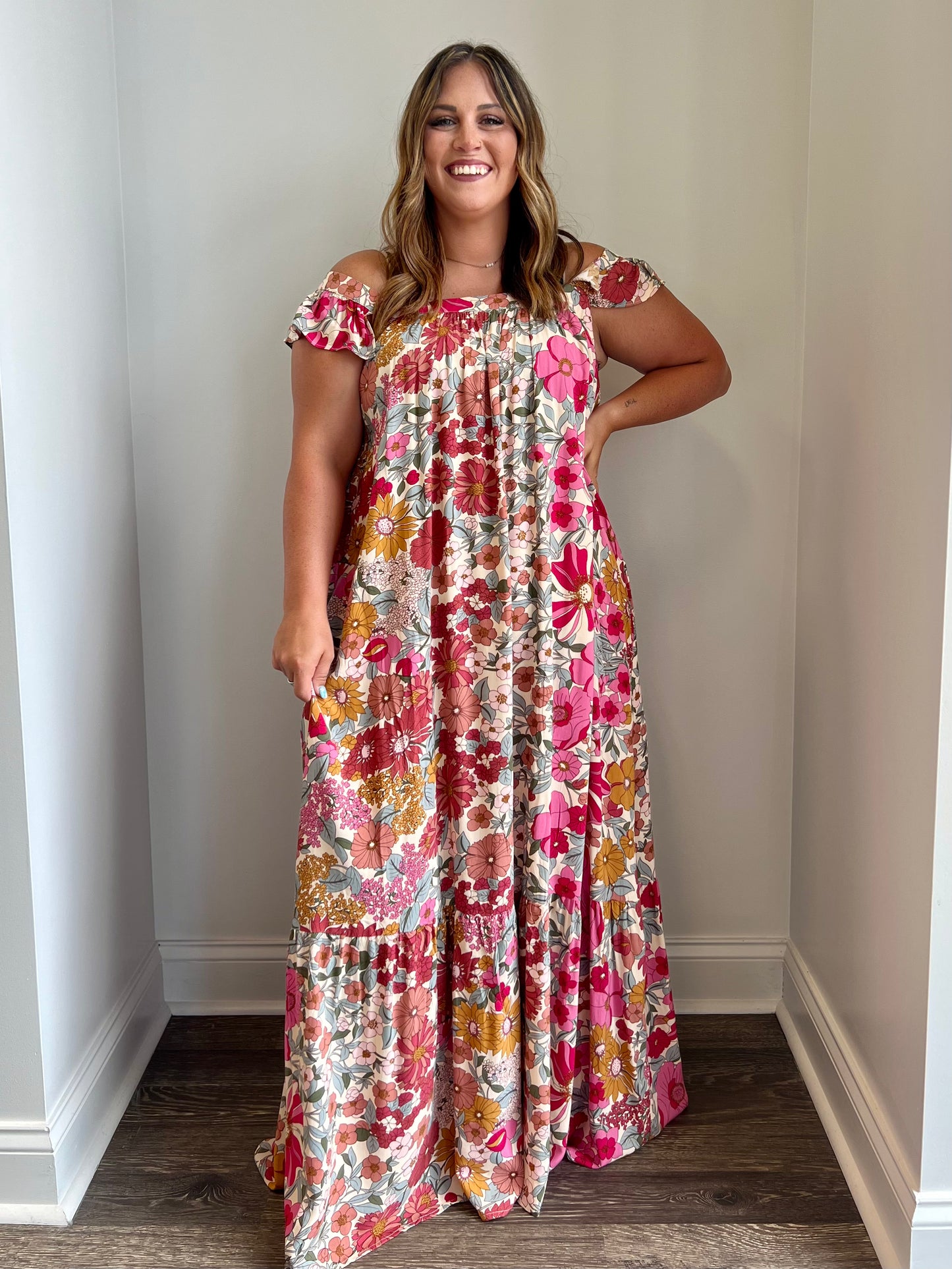 Samantha Lush Pink Floral Maxi Dress