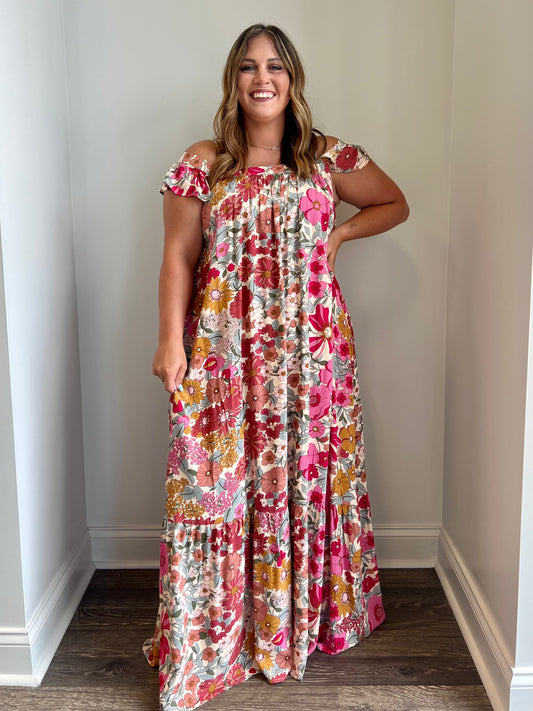 Samantha Lush Pink Floral Maxi Dress