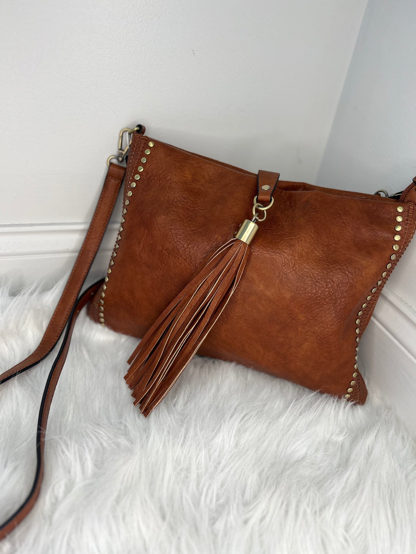 Marie Camel Leather Crossbody