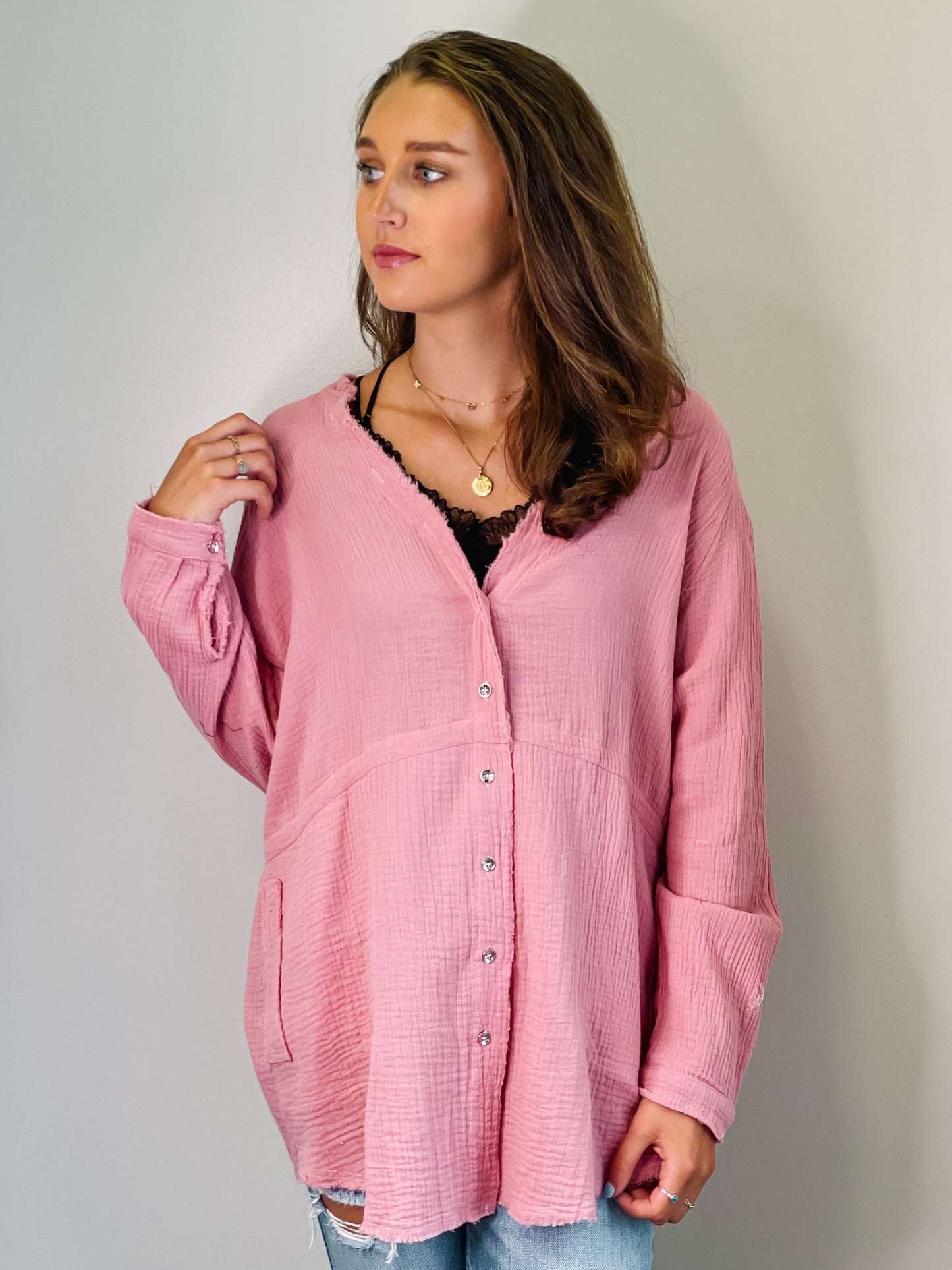 Donna Gauze Button Down Tunic