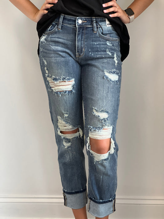 Moree Mid-Rise Boyfriend Bleach Splash Jeans (Regular and Lush)