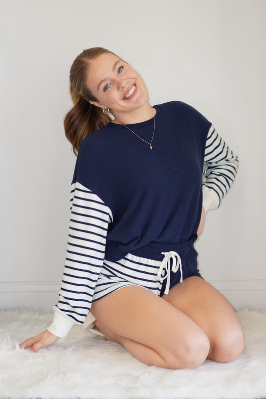 Nancy Color Block Stripe Long Sleeve Top