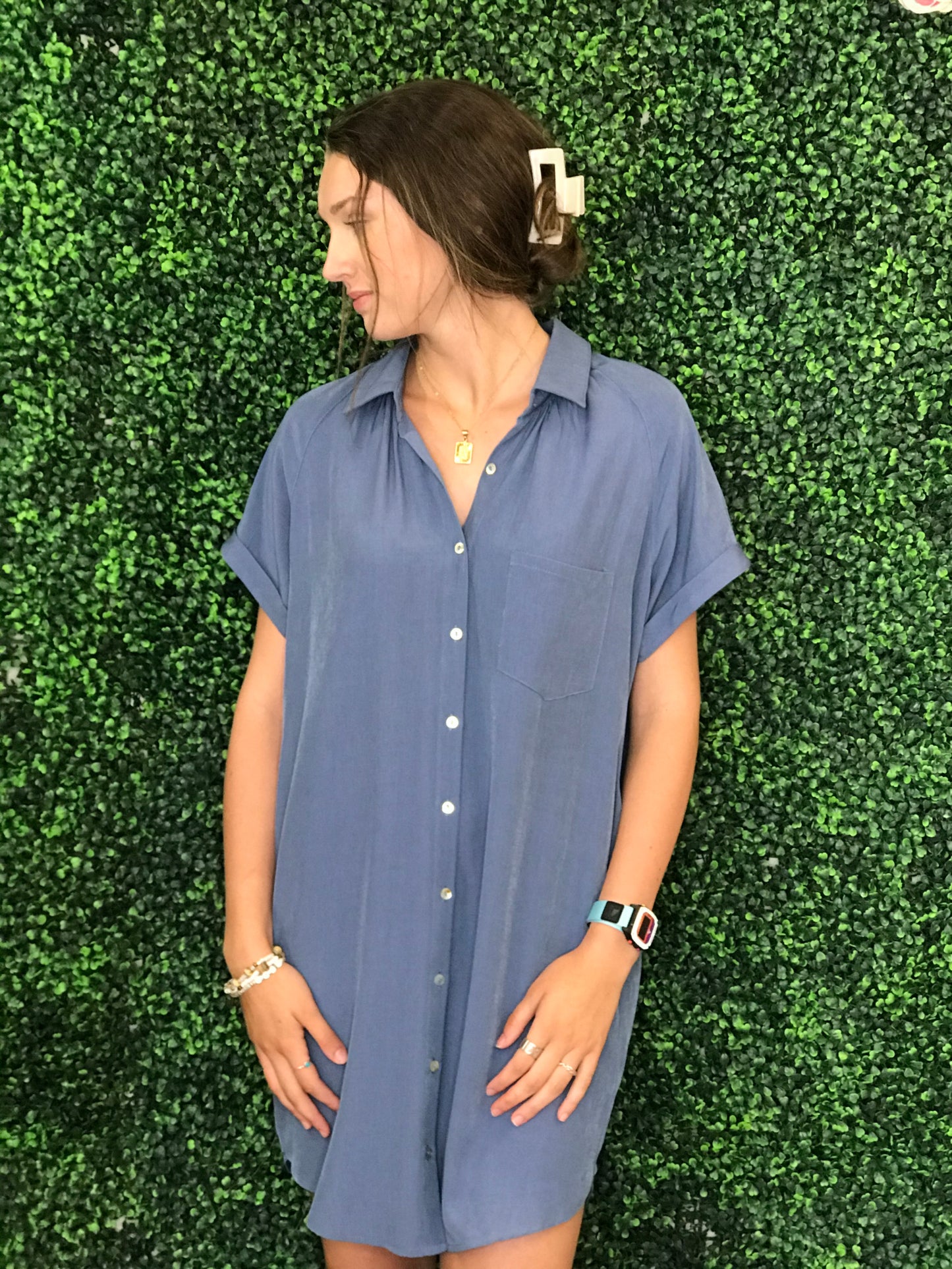 Bailey Blue Button Dress