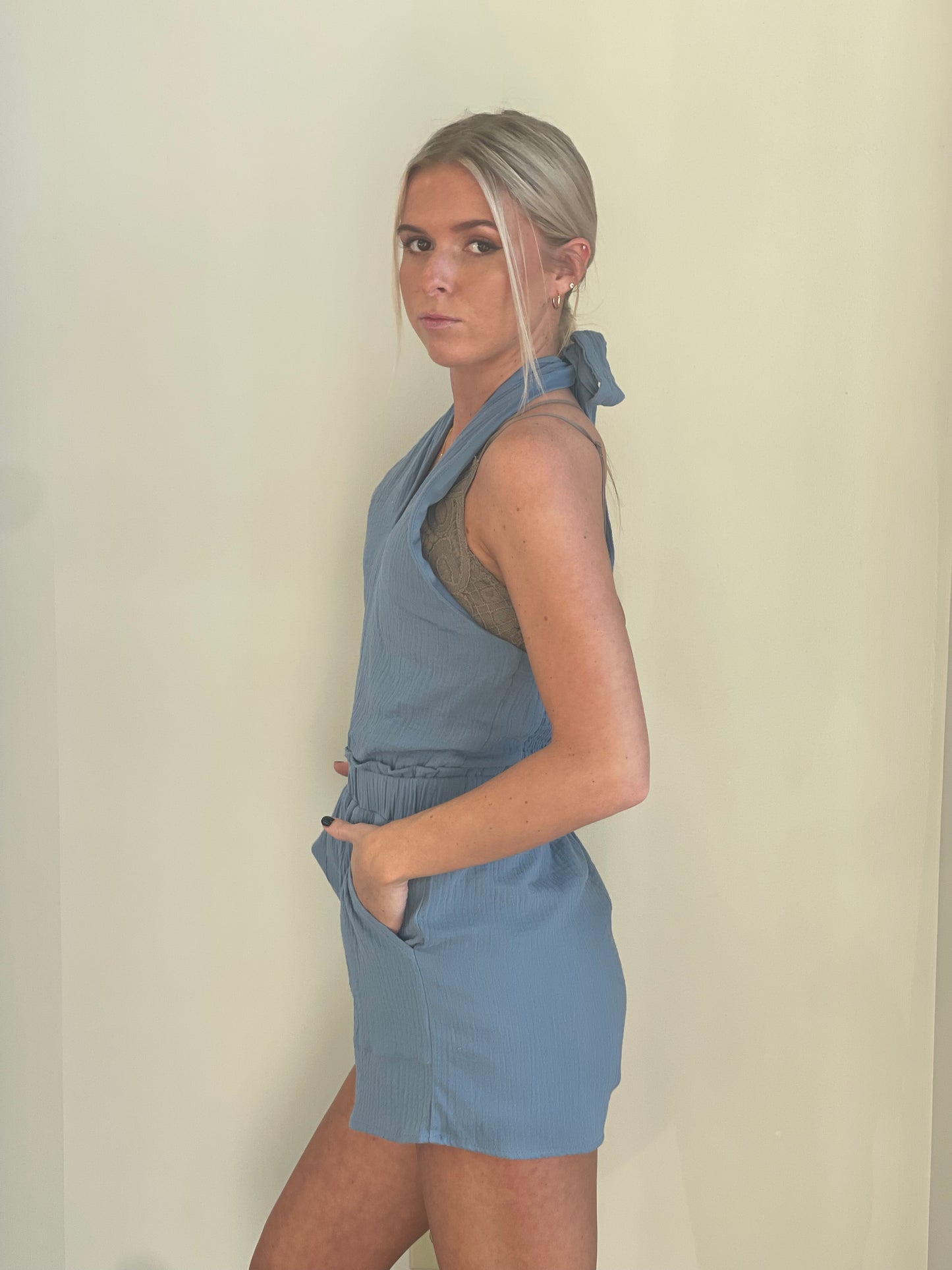 Justice Mineral Gauze Halter Romper