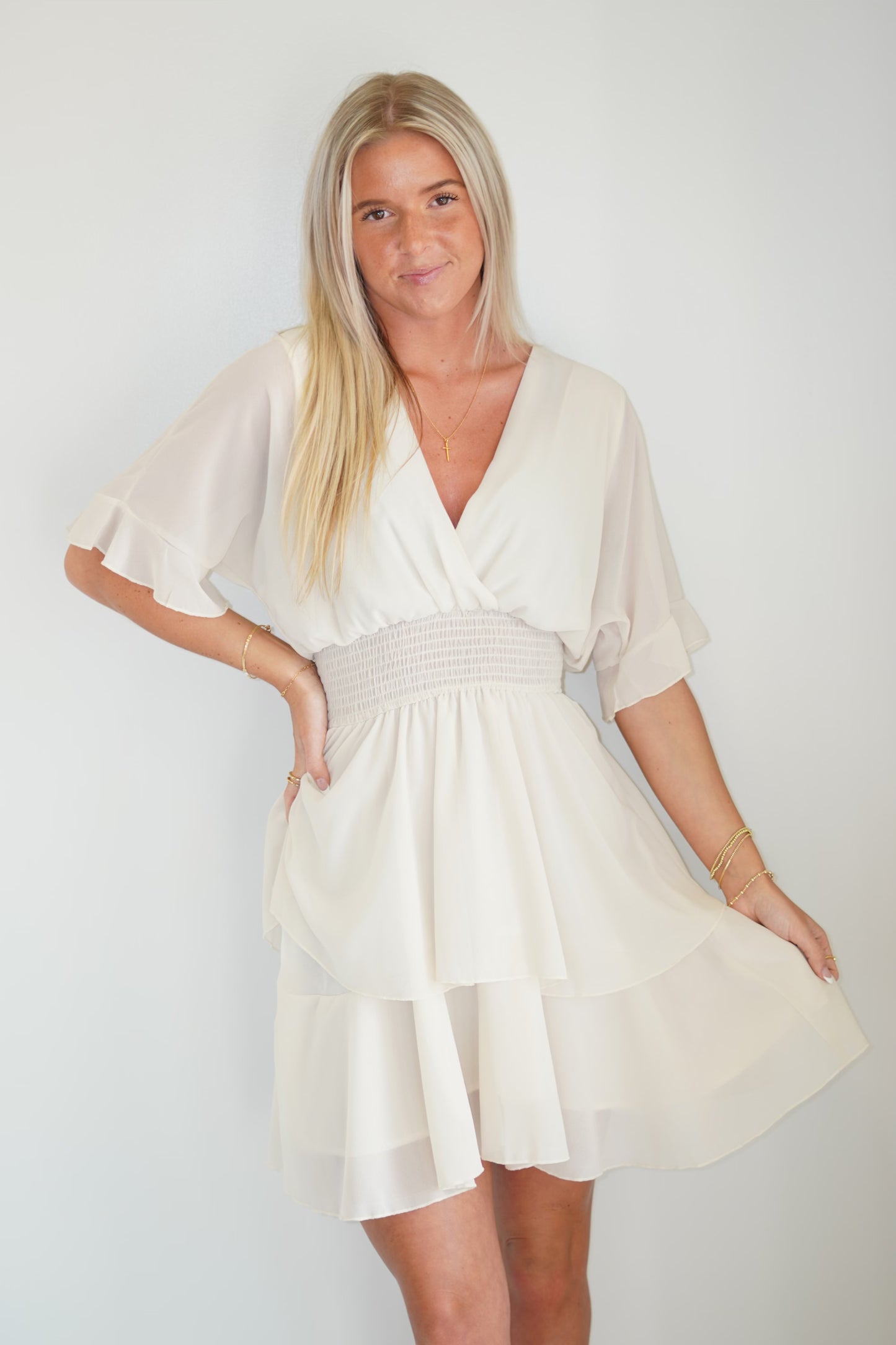 Olivia Short Sleeve Ruffle Dress