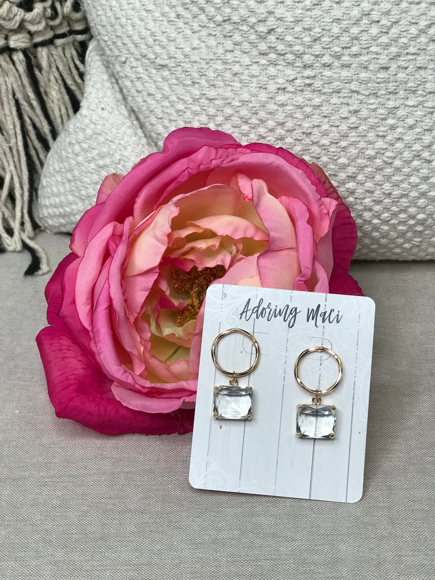 Olivia Open Gold Drop Crystal Earrings
