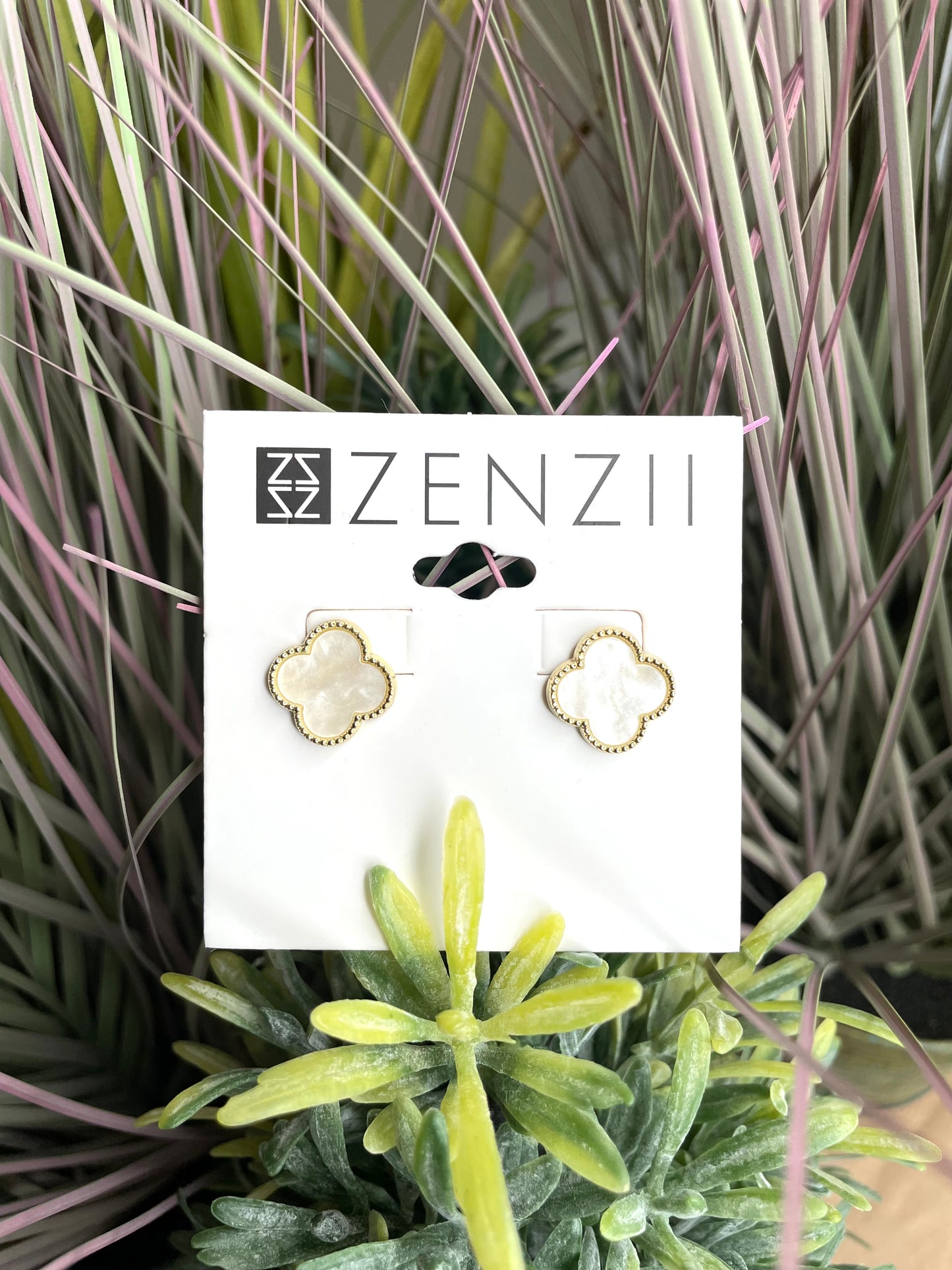 Resin Quatrefoil Stud Earrings