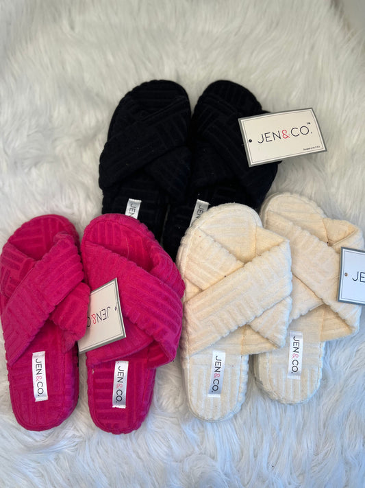 Meg Criss Cross Textured Slippers