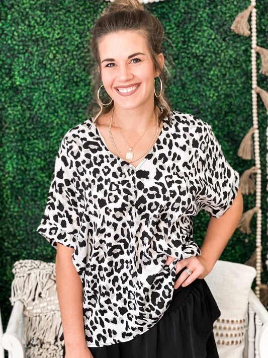 Veronica V-Neck Leopard Blouse