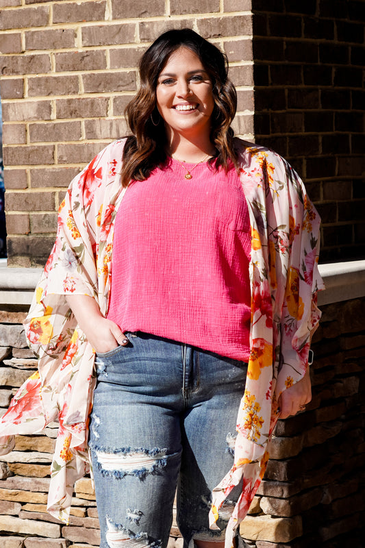 Talia Lush Tie Front Floral Cardigan