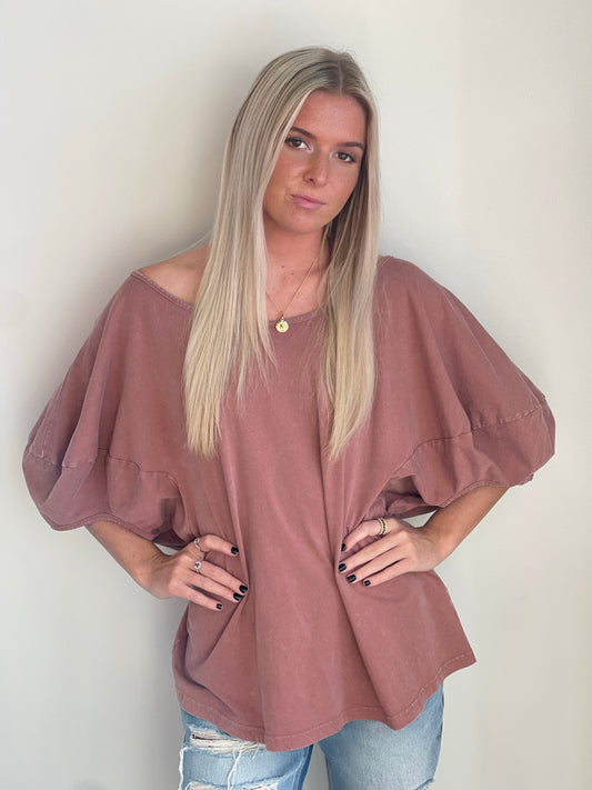 Olivia Oversized Marsala Top