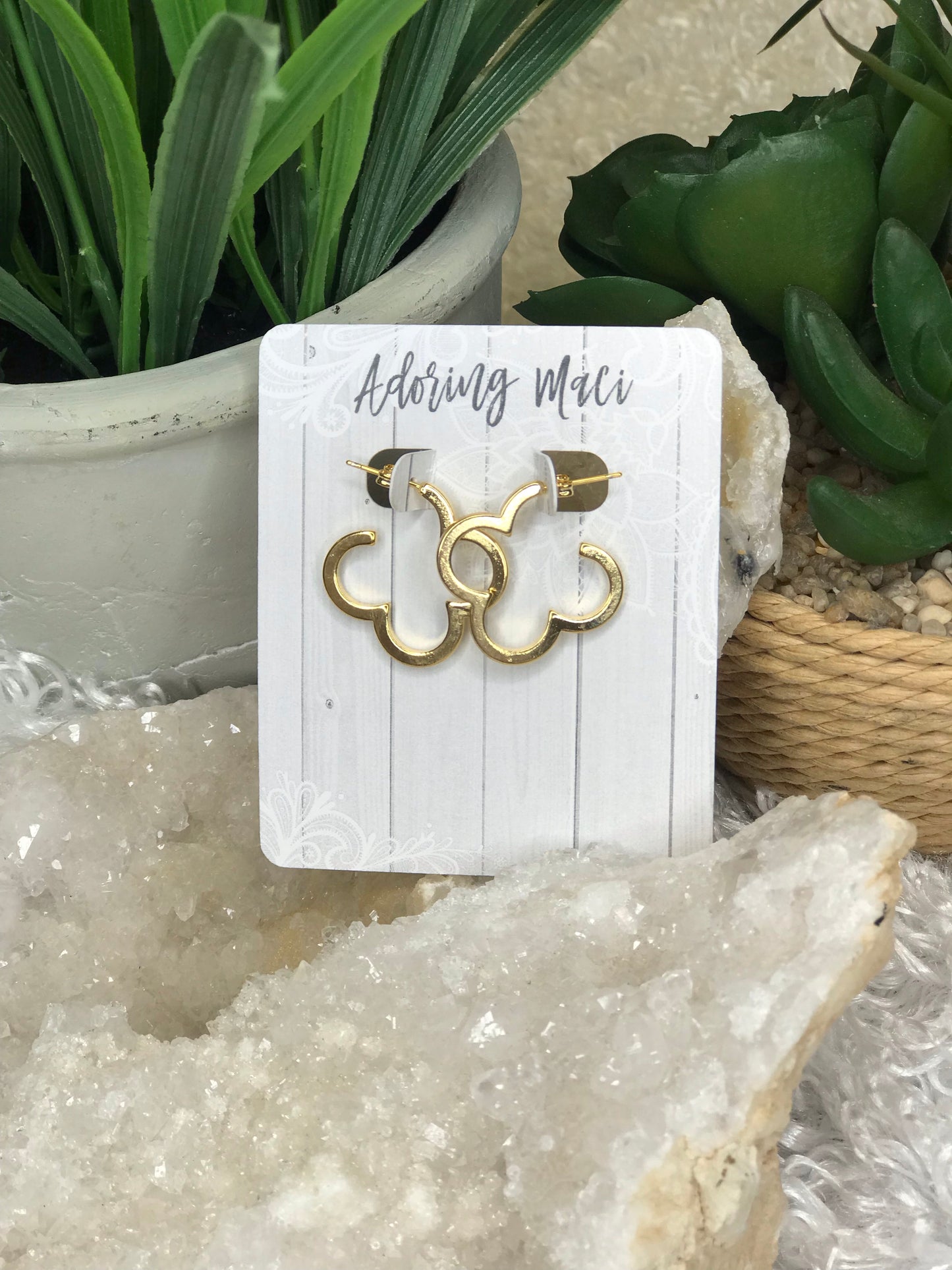 Riley 14 Karat Clover Gold Dipped Hoops