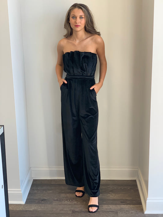 Millie Velvet Strapless Jumpsuit