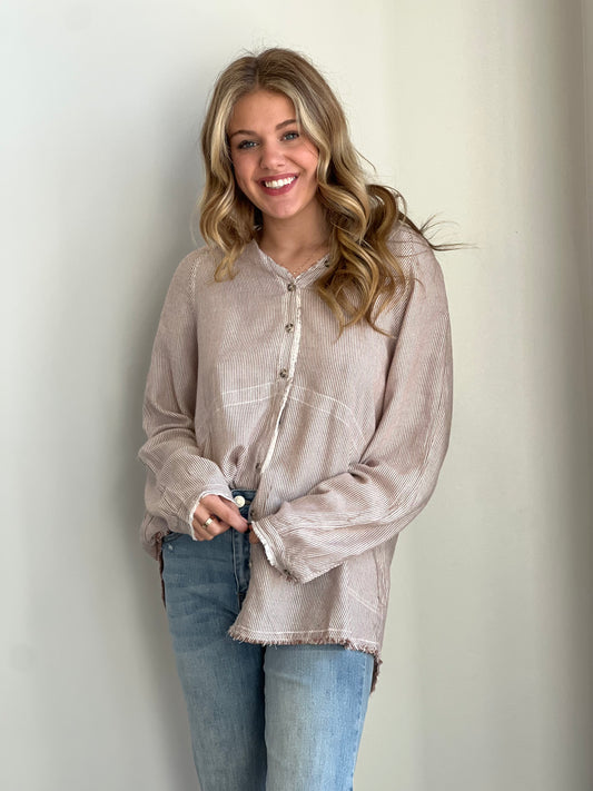 Maggie Brown Striped Shirt